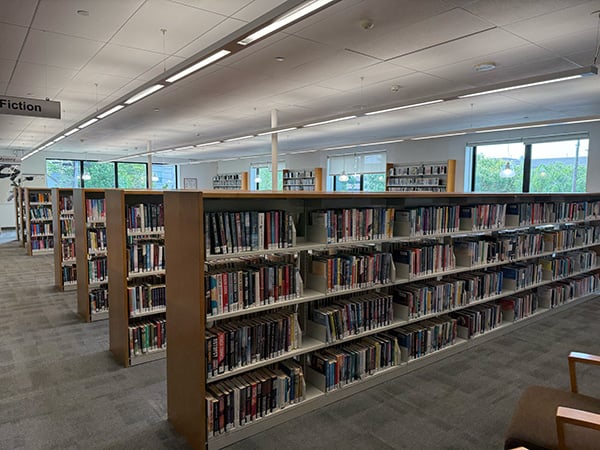 Library stacks with new shelving