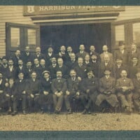 Harrison fire company in front of the firehouse