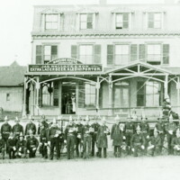 1901 photograph of the original members of the firehouse in front of the Mansion House